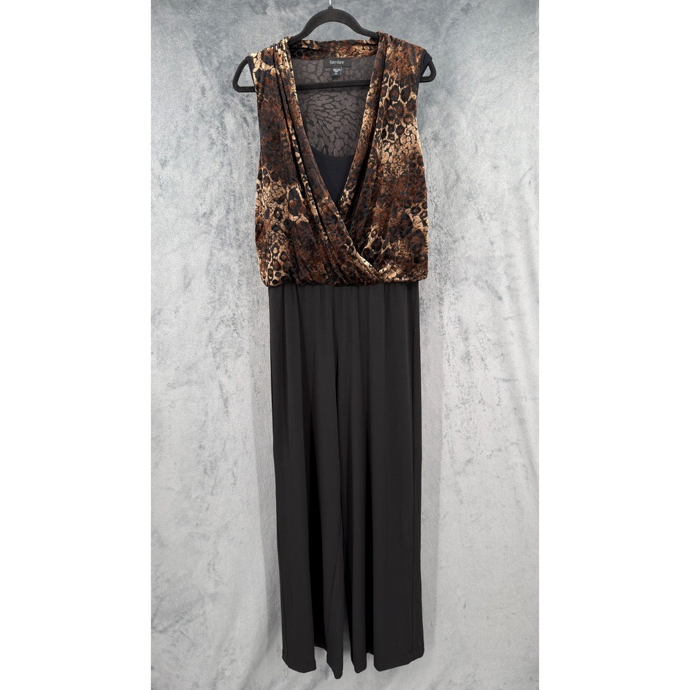 Karen Kane Jumpsuit Womens Size XL Leopard Velvet Bodice Wide Leg Party Event